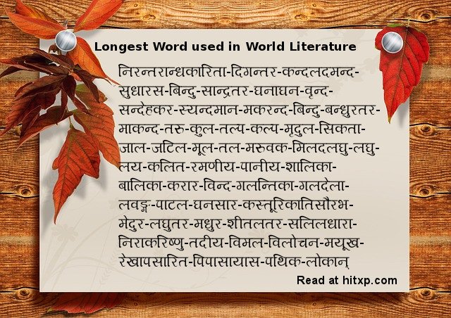 Longest Word in any Language of the World Literature – Guinness World Record